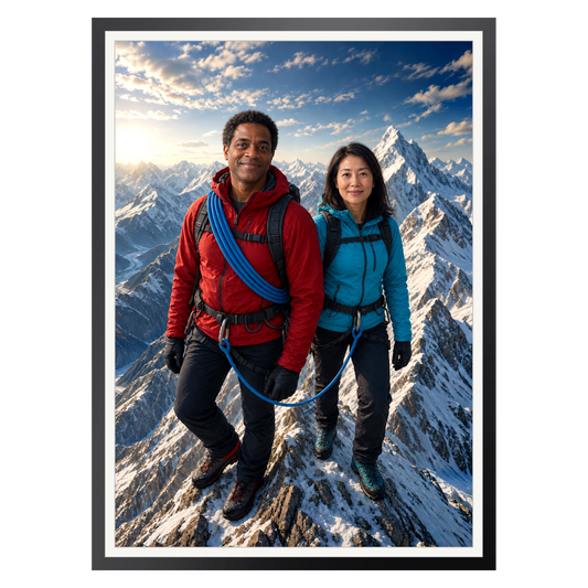 Seilschaft am Grat – Poster im Rahmen
