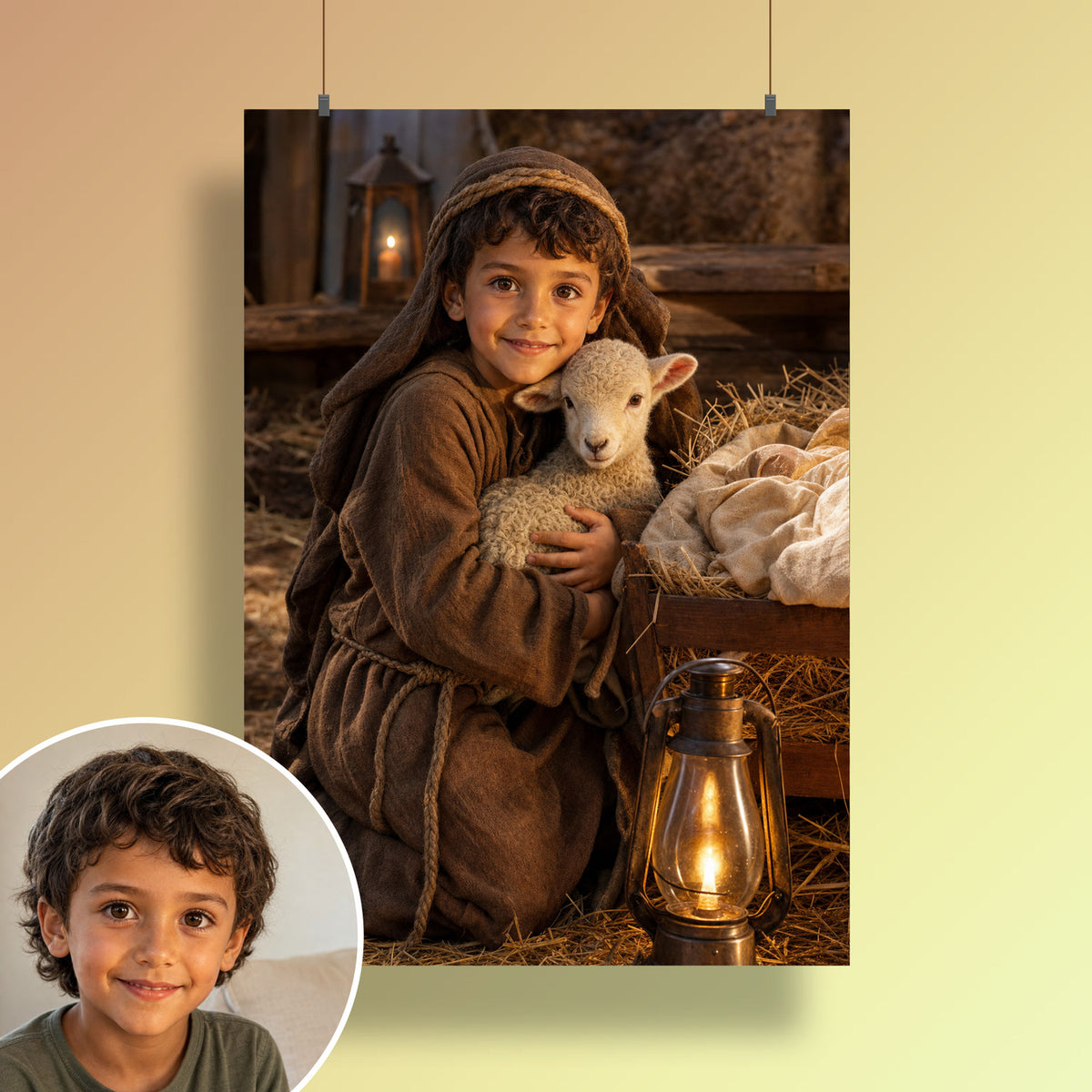 Le berger à la crèche – affiche au mur