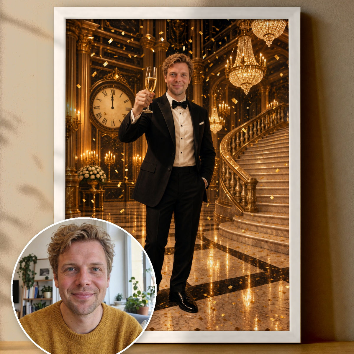 Silvester im Ballsaal – Poster im Rahmen
