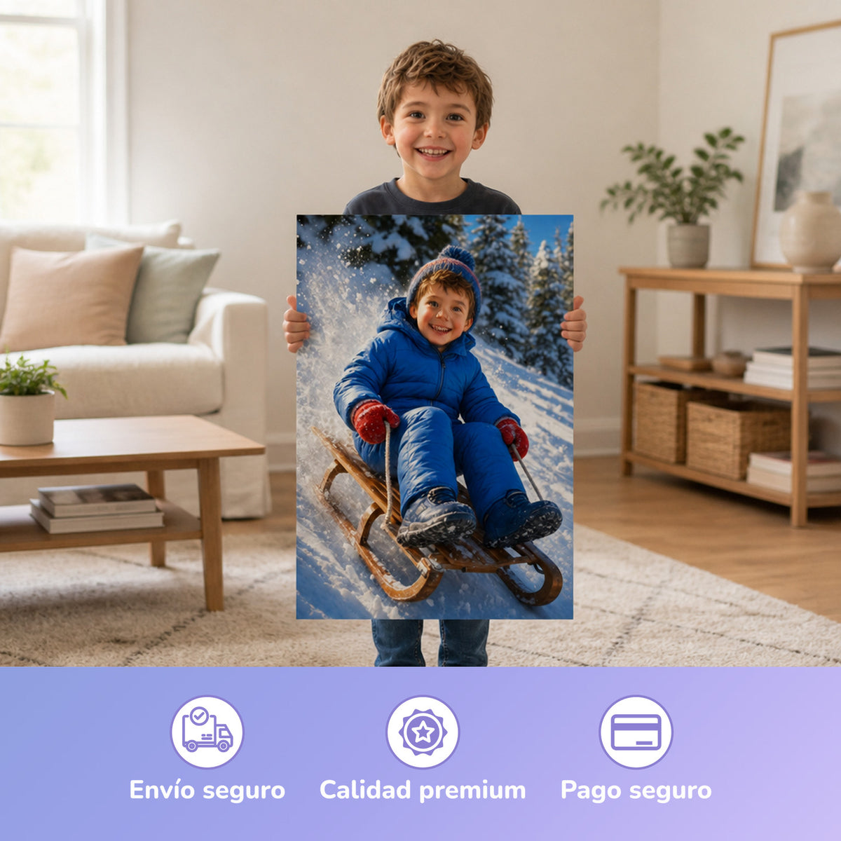 Trineo – niño con el póster impreso