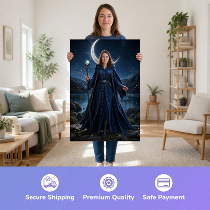  – Frau hält das gedruckte Poster