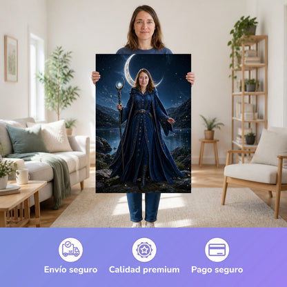  – Frau hält das gedruckte Poster