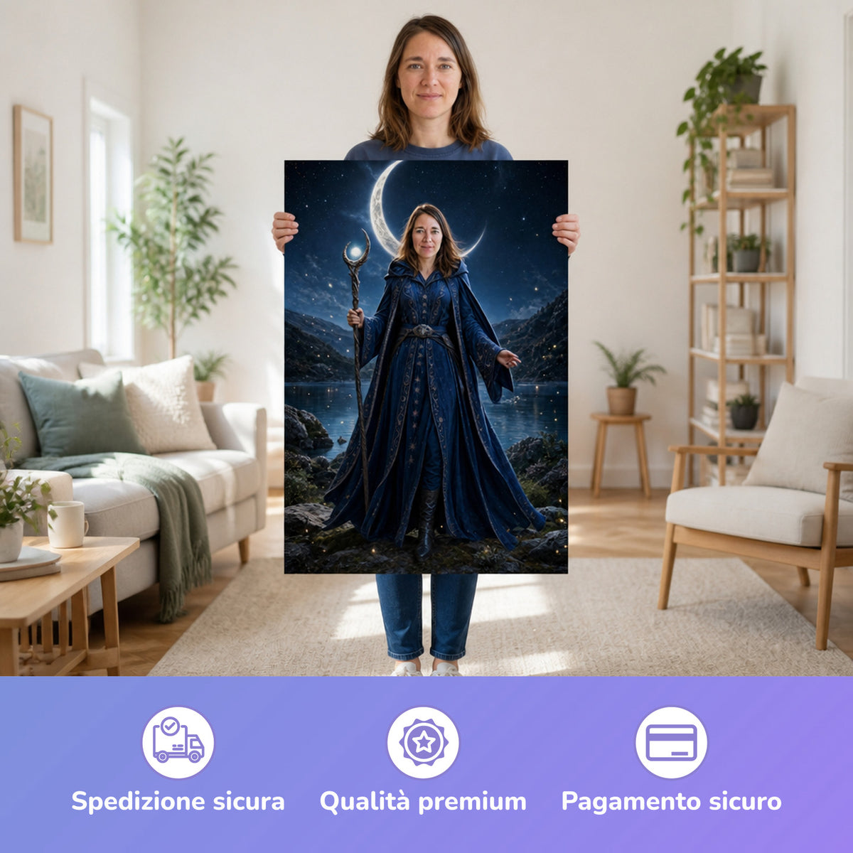  – donna con il poster stampato