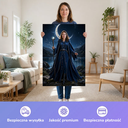  – Frau hält das gedruckte Poster