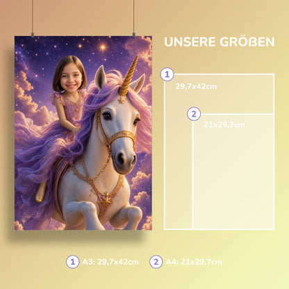Ritt auf dem Sternen-Einhorn | Special-Edition "3D-Animation" – Größen A3 und A4