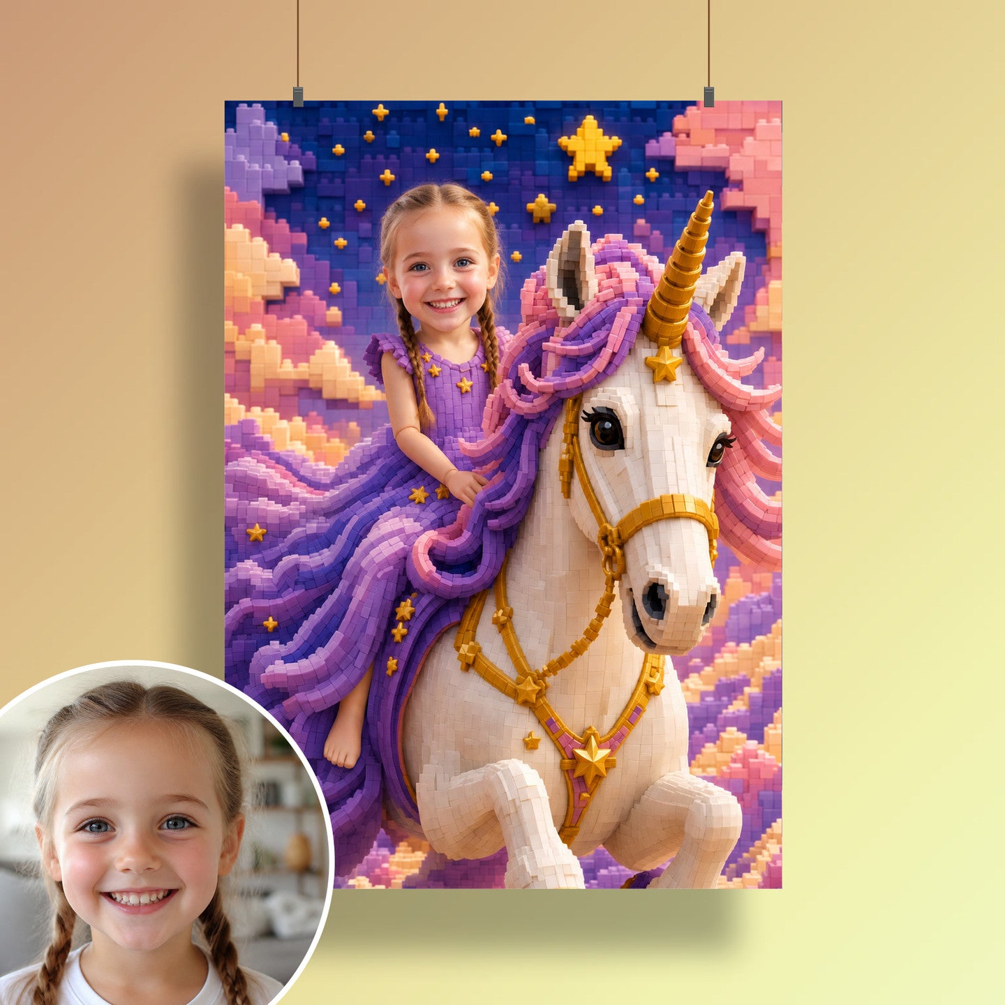 Ritt auf dem Sternen-Einhorn | Special-Edition "Baustein" – Poster an der Wand