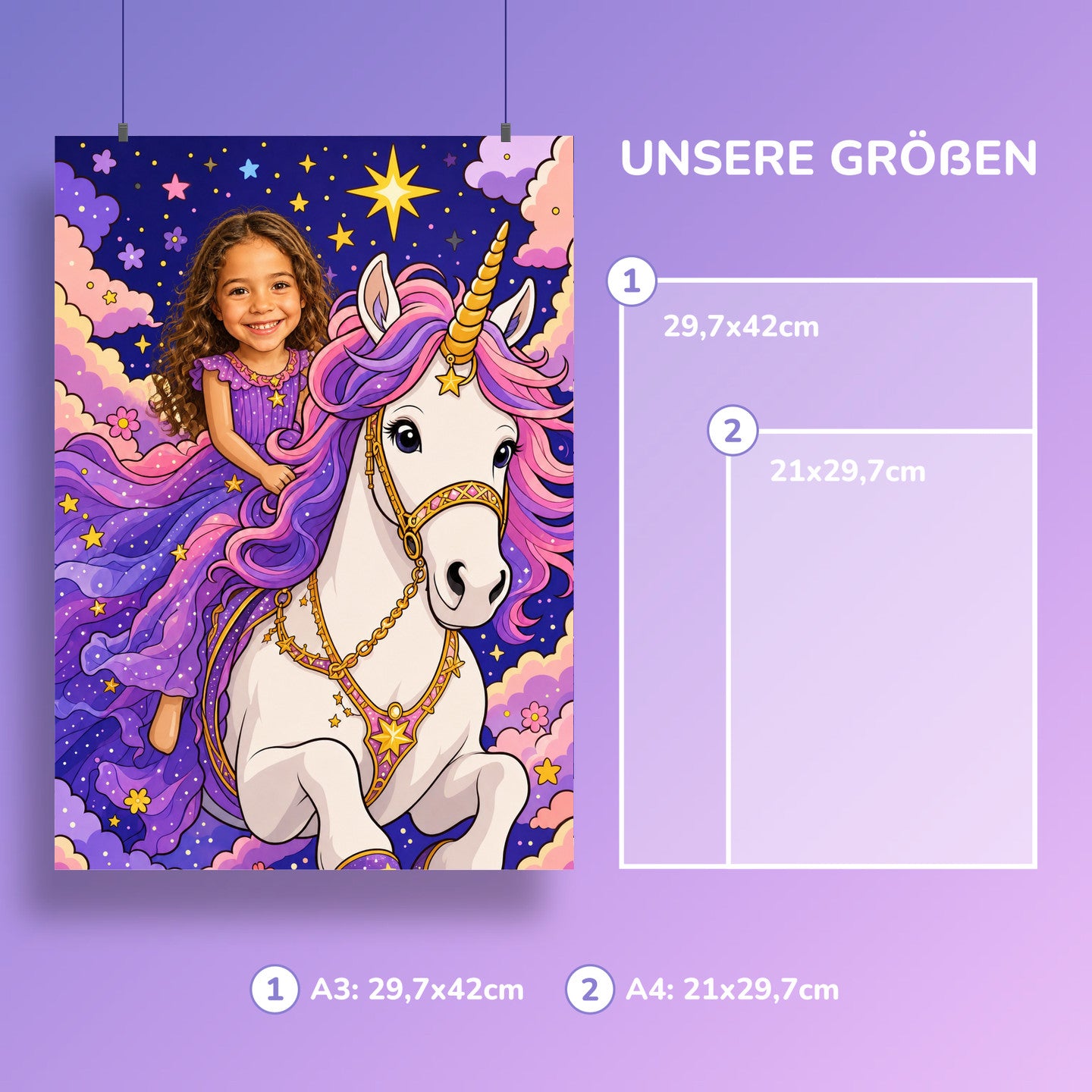 Ritt auf dem Sternen-Einhorn | Special-Edition "Cartoon" – Größen A3 und A4