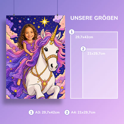 Ritt auf dem Sternen-Einhorn | Special-Edition "Cartoon" – Größen A3 und A4