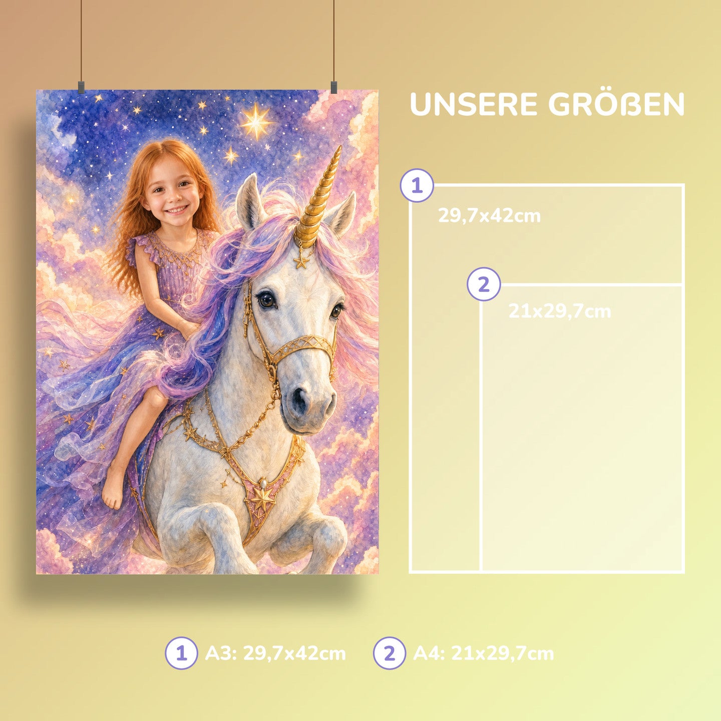 Ritt auf dem Sternen-Einhorn | Special-Edition "Aquarell" – Größen A3 und A4