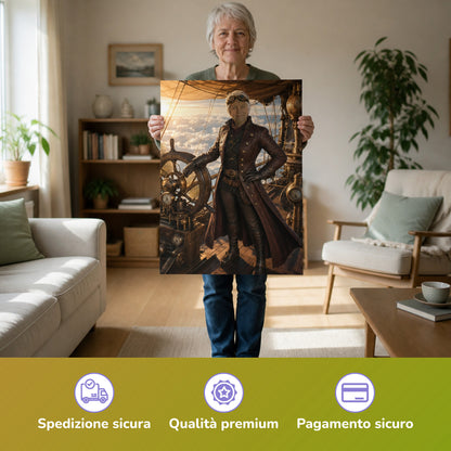  – Frau hält das gedruckte Poster