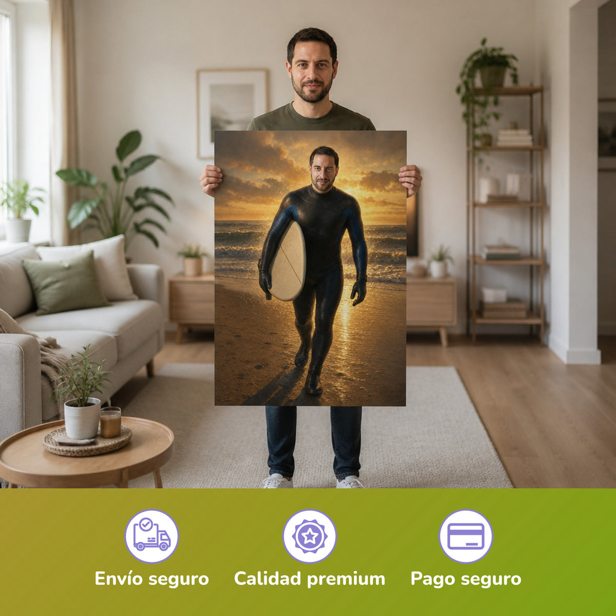  – Mann hält das gedruckte Poster