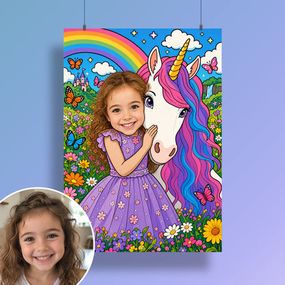 Einhorn am Regenbogen | Special-Edition "Cartoon" – Poster an der Wand
