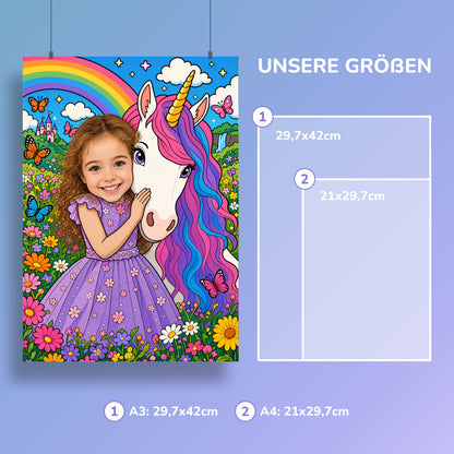 Einhorn am Regenbogen | Special-Edition "Cartoon" – Größen A3 und A4