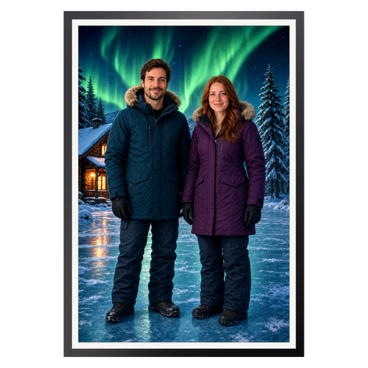 Unter dem Nordlicht – Poster im Rahmen
