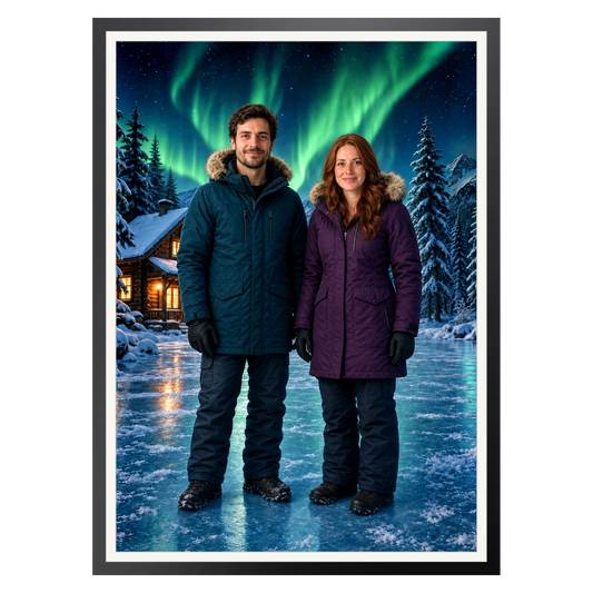 Unter dem Nordlicht – Poster im Rahmen