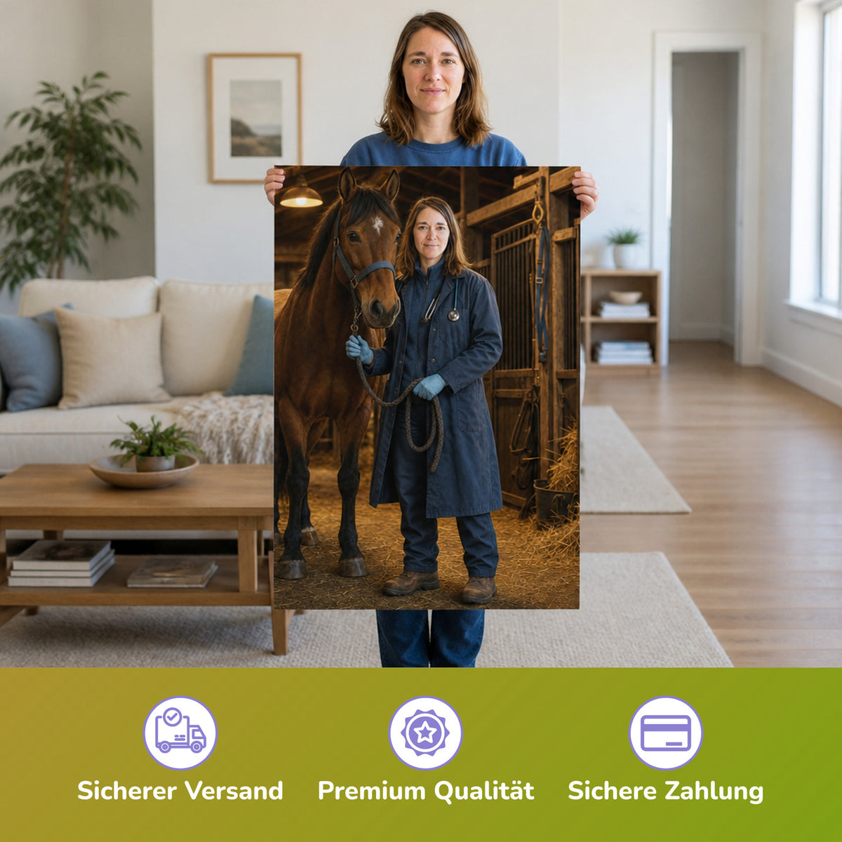  – Frau hält das gedruckte Poster