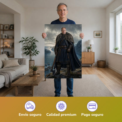 – Mann hält das gedruckte Poster