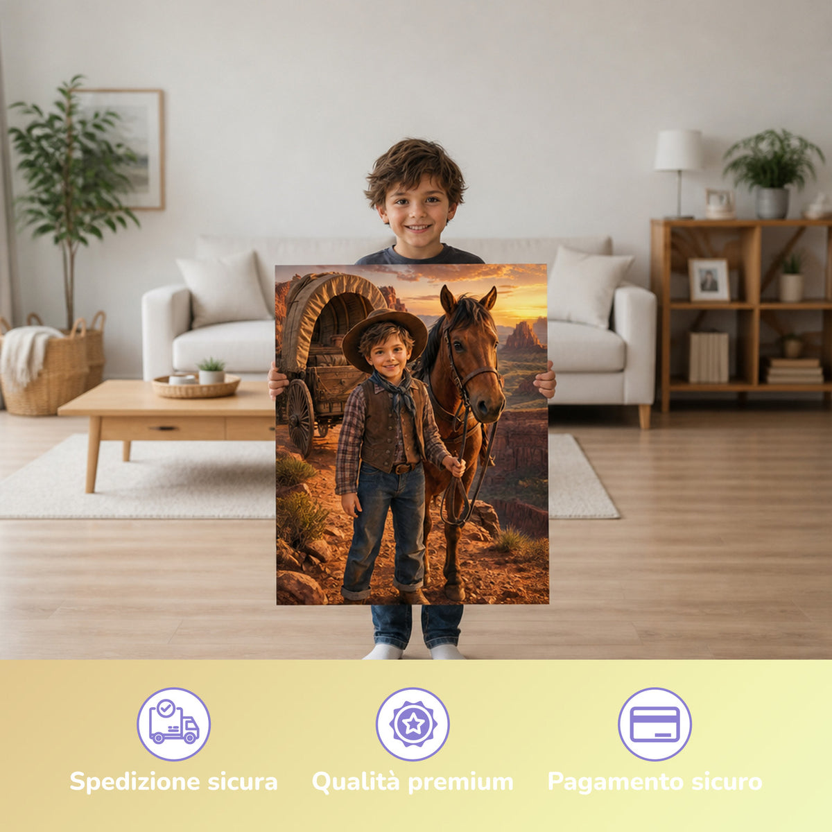 Il selvaggio West – bambino con il poster stampato