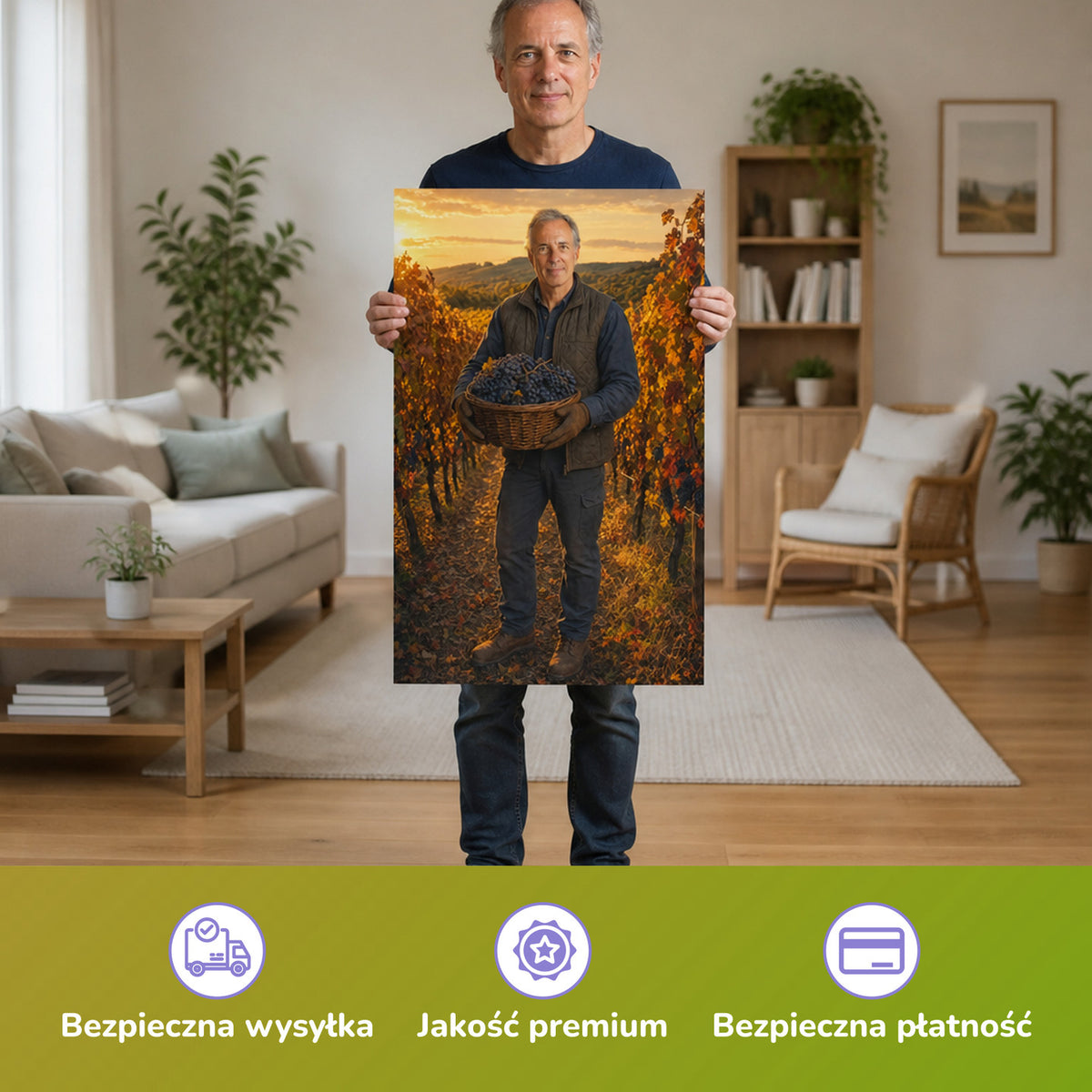  – mężczyzna trzymający wydrukowany plakat