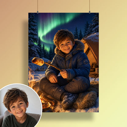 Lager unter dem Nordlicht – Poster an der Wand