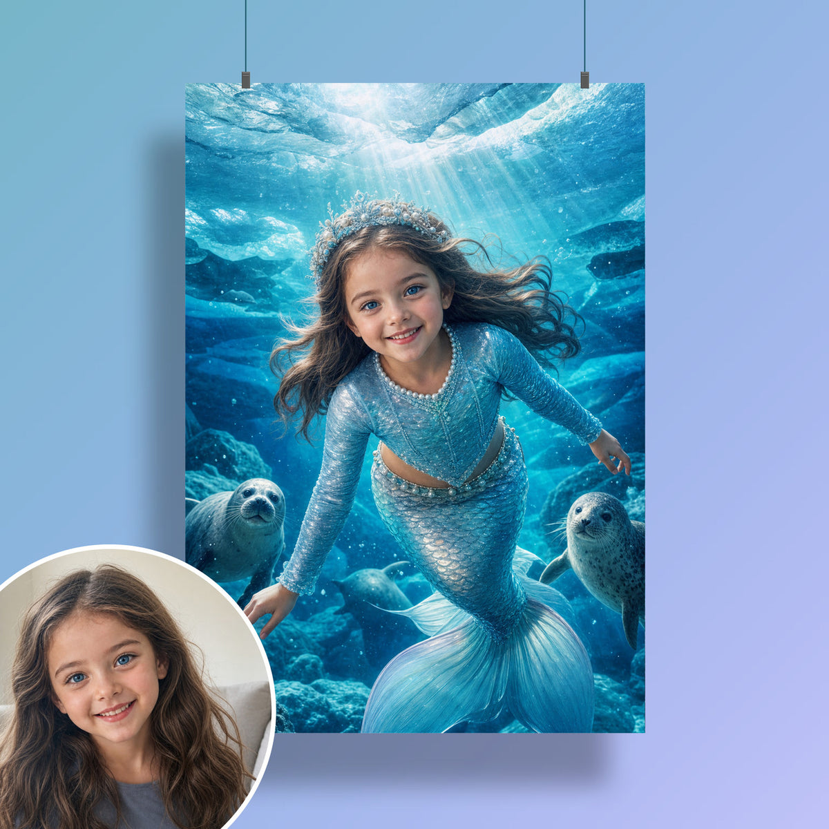 Meerjungfrau unter dem Eis – Poster an der Wand