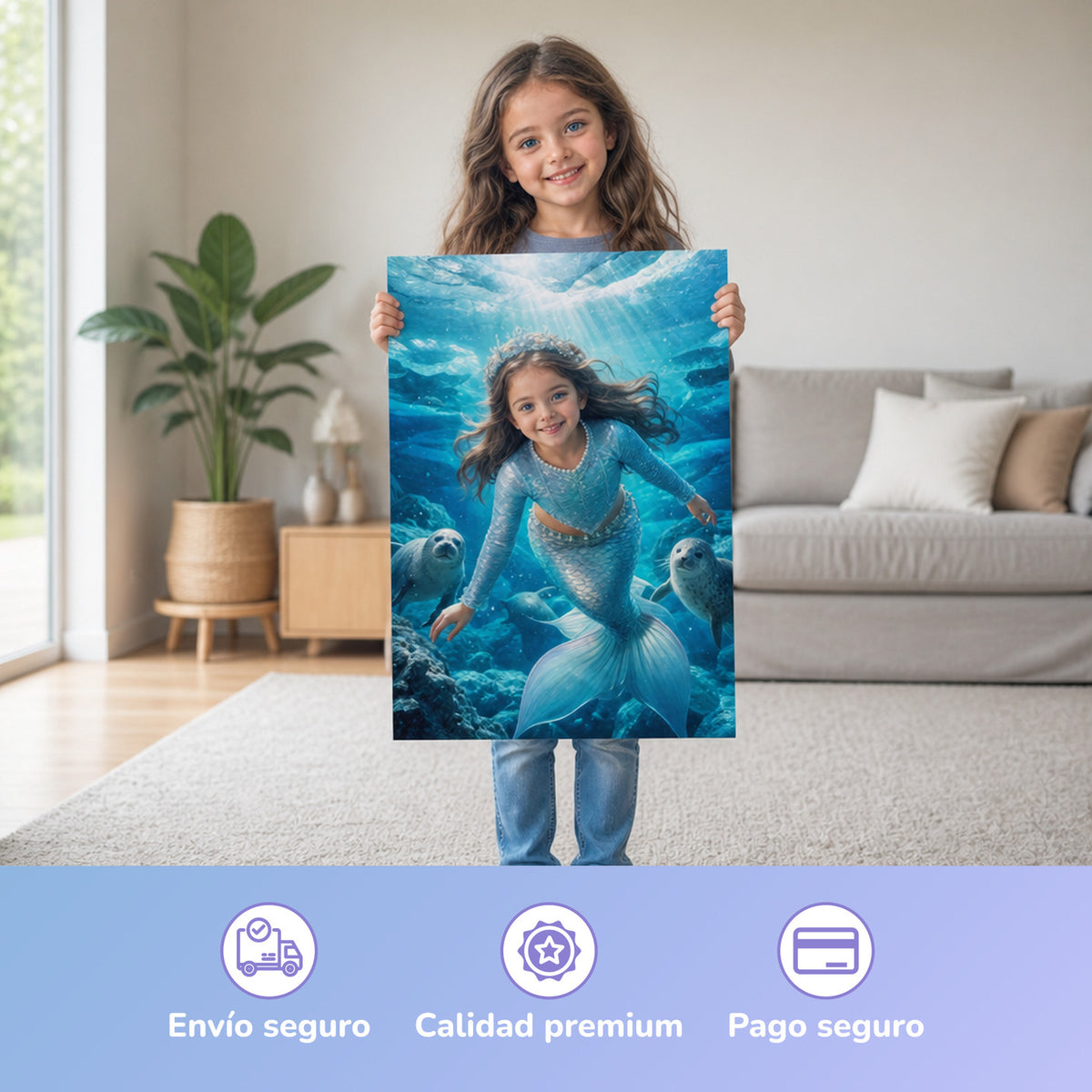 Sirena bajo el hielo – niña con el póster impreso