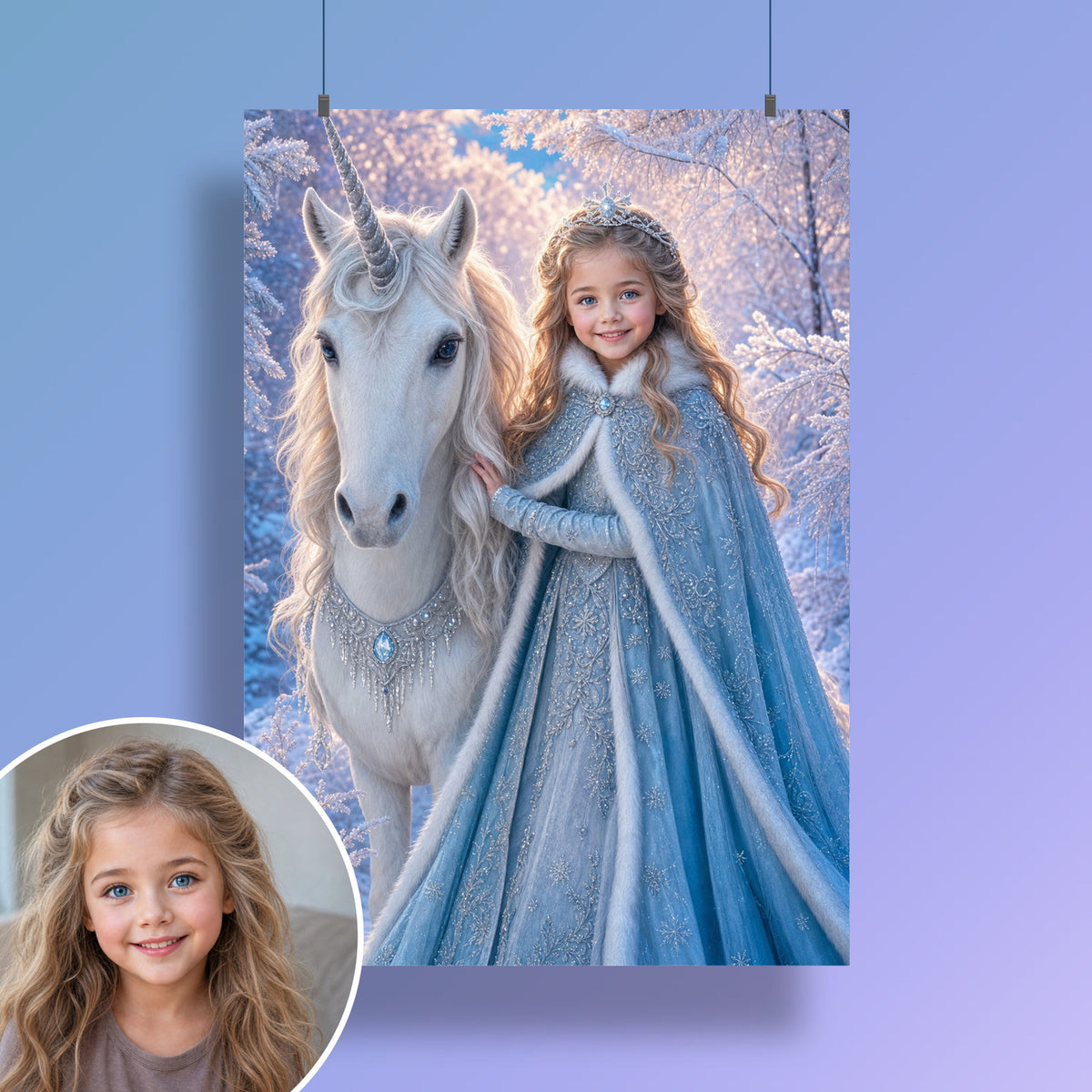 Einhorn im Frostwald – Poster an der Wand