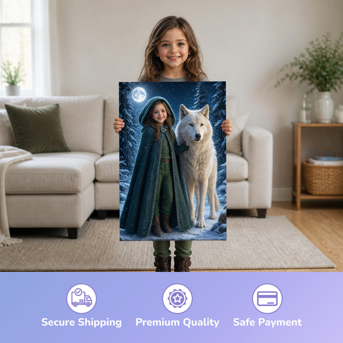 The White Wolf – girl holding the printed poster
