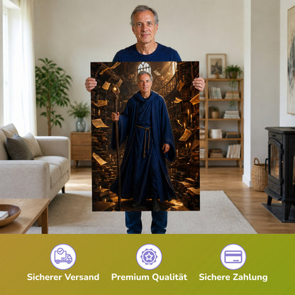  – Mann hält das gedruckte Poster