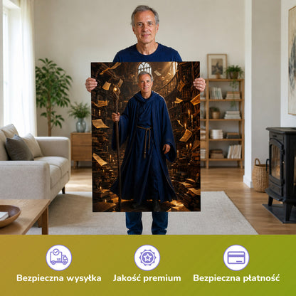  – Mann hält das gedruckte Poster